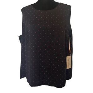NWT Tamotsu Black and Pink‎ Sleeveless Blouse Size 16W